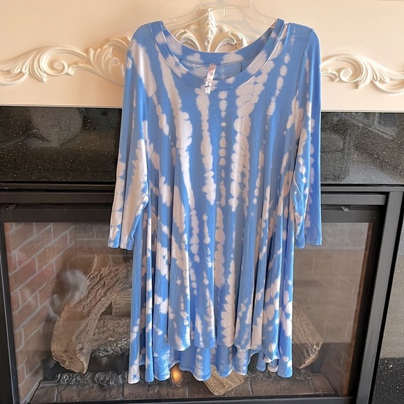Tie Dye Tunic Dress High Low Flowy Sky Blue Womens Small - Picture 7 of 15